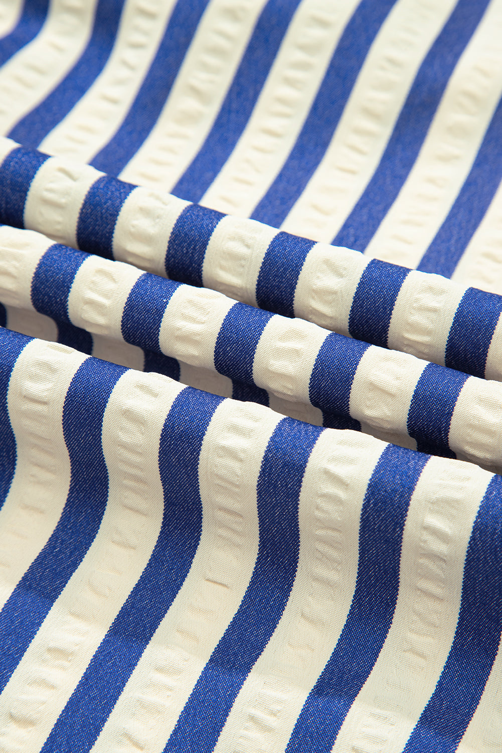 Blue Stripe Half Button Mini Dress