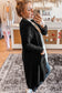 Black Solid Color Open Front Cardigan with Pockets