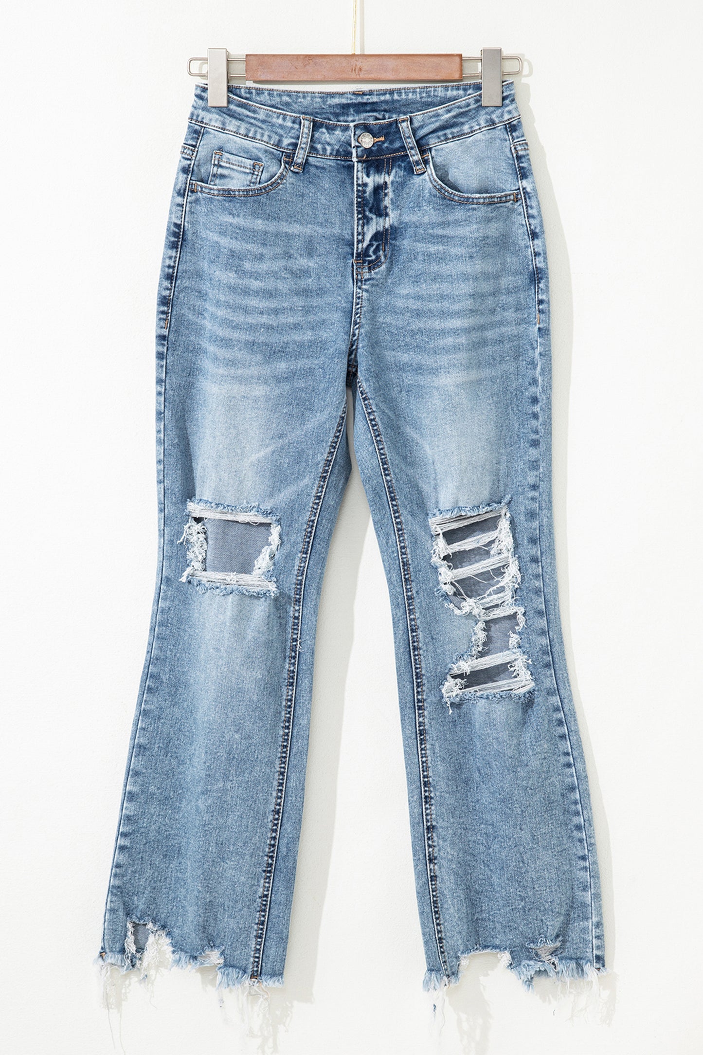 Raw Hem Flare Jeans