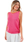 Bright Pink Pearl Detail Sweater Tank Top