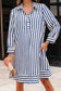 Blue Stripe Half Button Mini Dress
