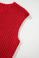 Fiery Red Solid Knit Buttoned Sweater Vest