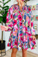Floral Tie Neck Bubble Sleeve Shift Dress
