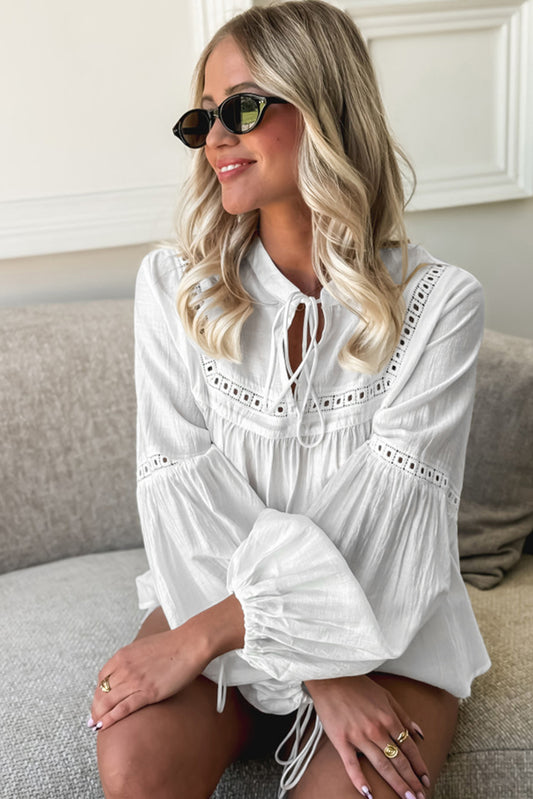 Lace Detail Puff Sleeve Blouse