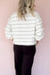 White Quarter Zip Casual Stripe Print Top