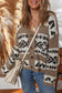Khaki Geometric Pattern Cardigan