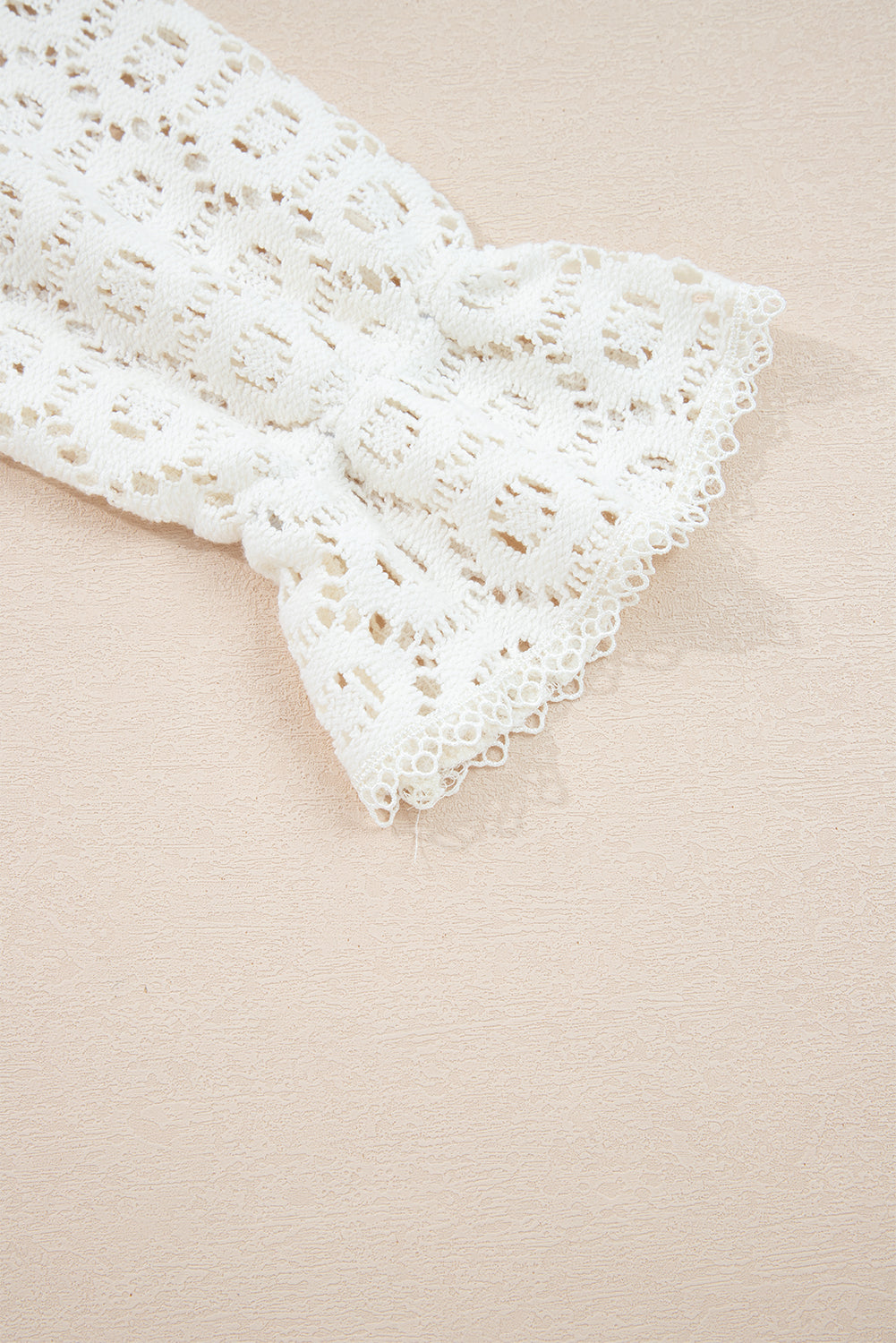 Beige Flower Lace Ruffled Top