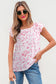 Pink Floral Ruffled Sleeve Bow Blouse
