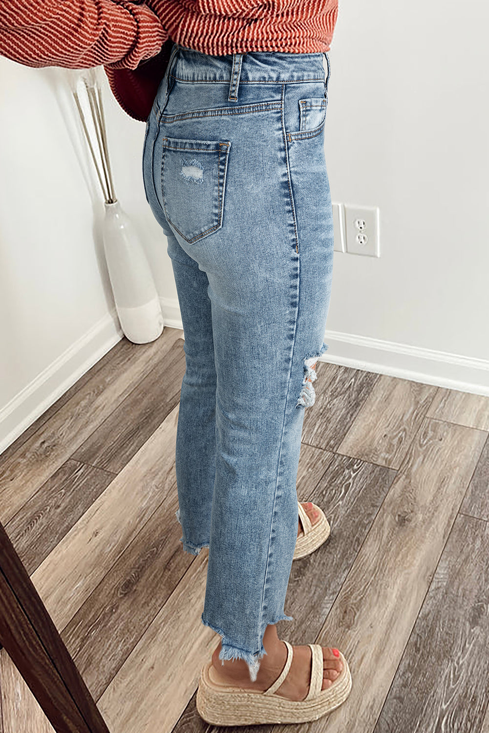 Raw Hem Flare Jeans