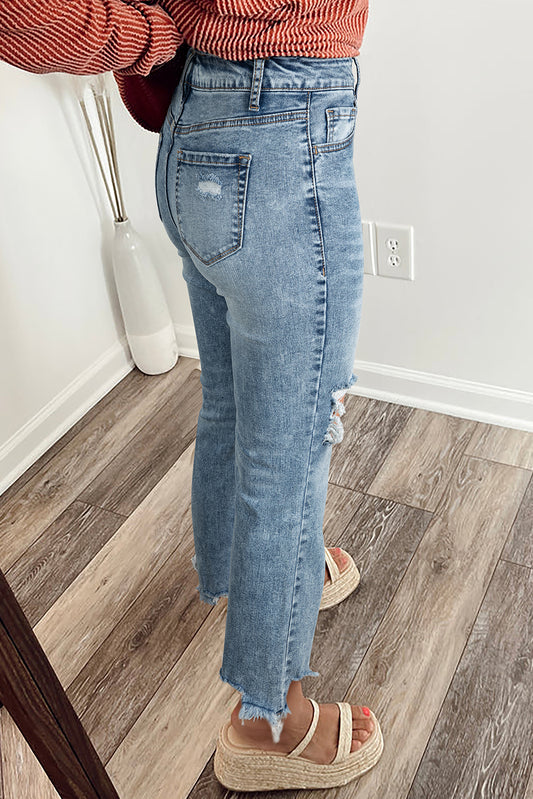 Raw Hem Flare Jeans