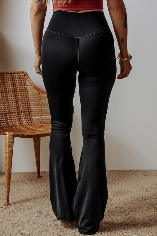 Black High Waist Flared Leggings
