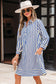 Blue Stripe Half Button Mini Dress