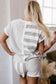 Gray Stripe Short Sleeve Top and Shorts Set