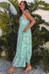 Green Floral Lace Tied Strap Maxi Dress
