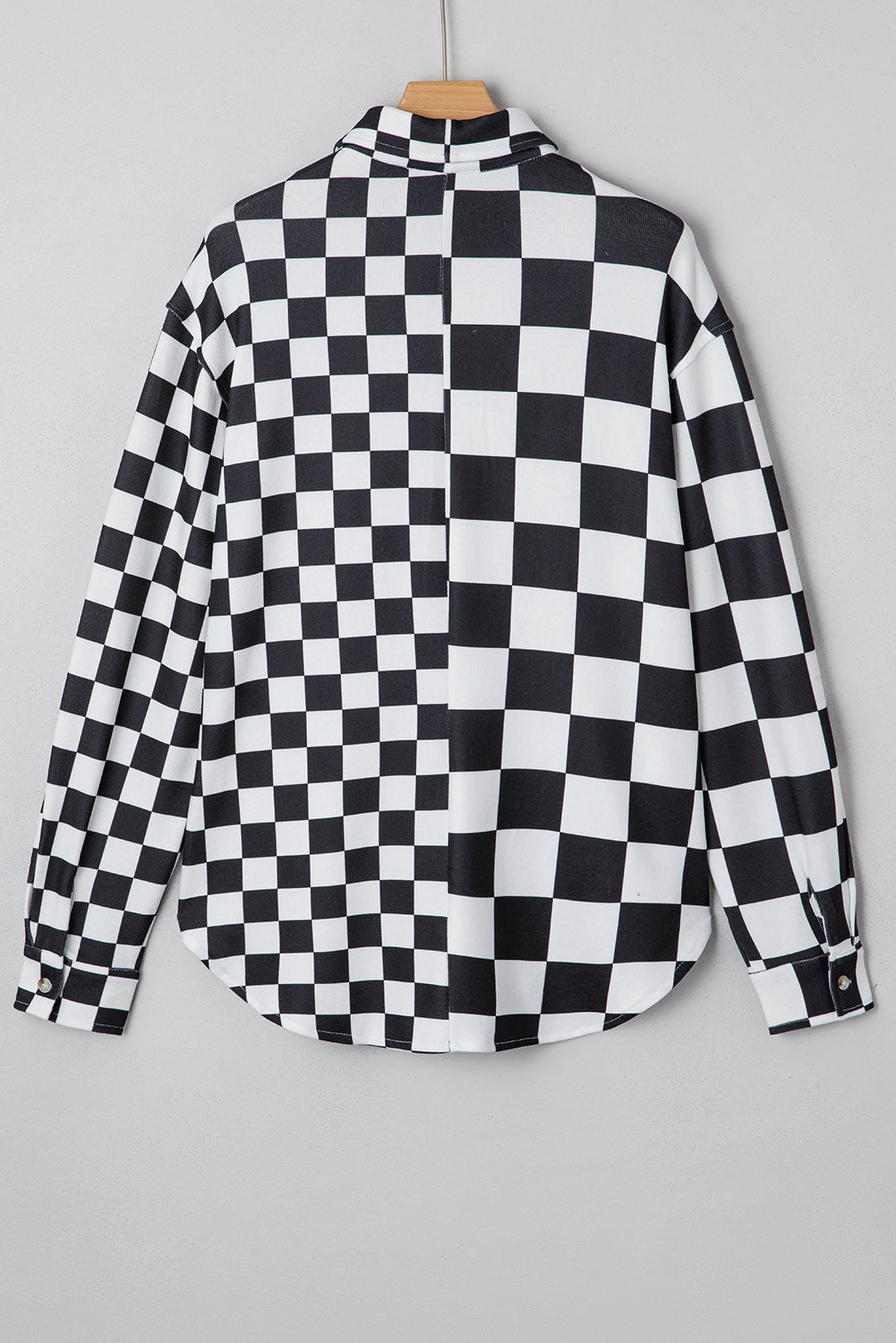 Checkerboard Flap Pocket Button Front Shacket