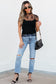 Black Floral Sheer Mesh Short Sleeve Top