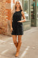Black Corduroy Mini Dress With Pockets