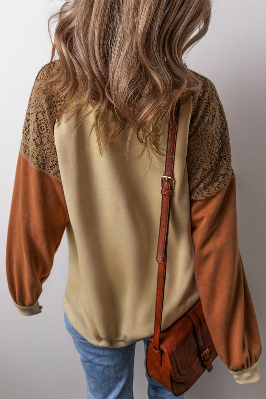 Patchwork Colorblock Drop Shoulder Sweatshirt
