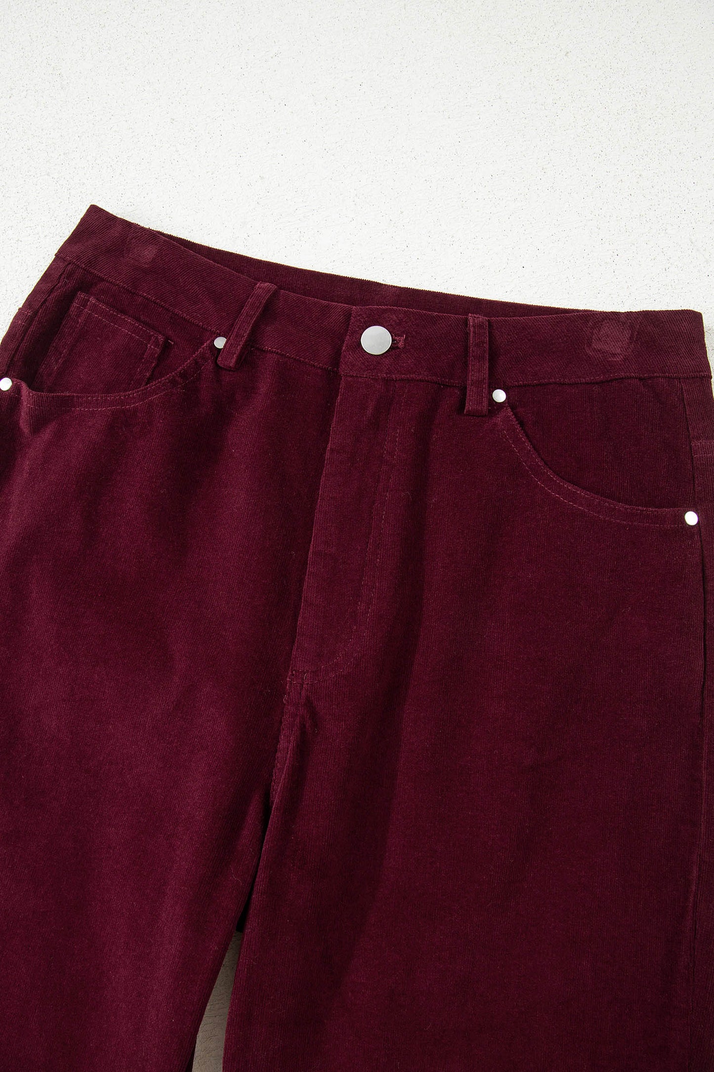 Burgundy Corduroy Wide Leg Pants