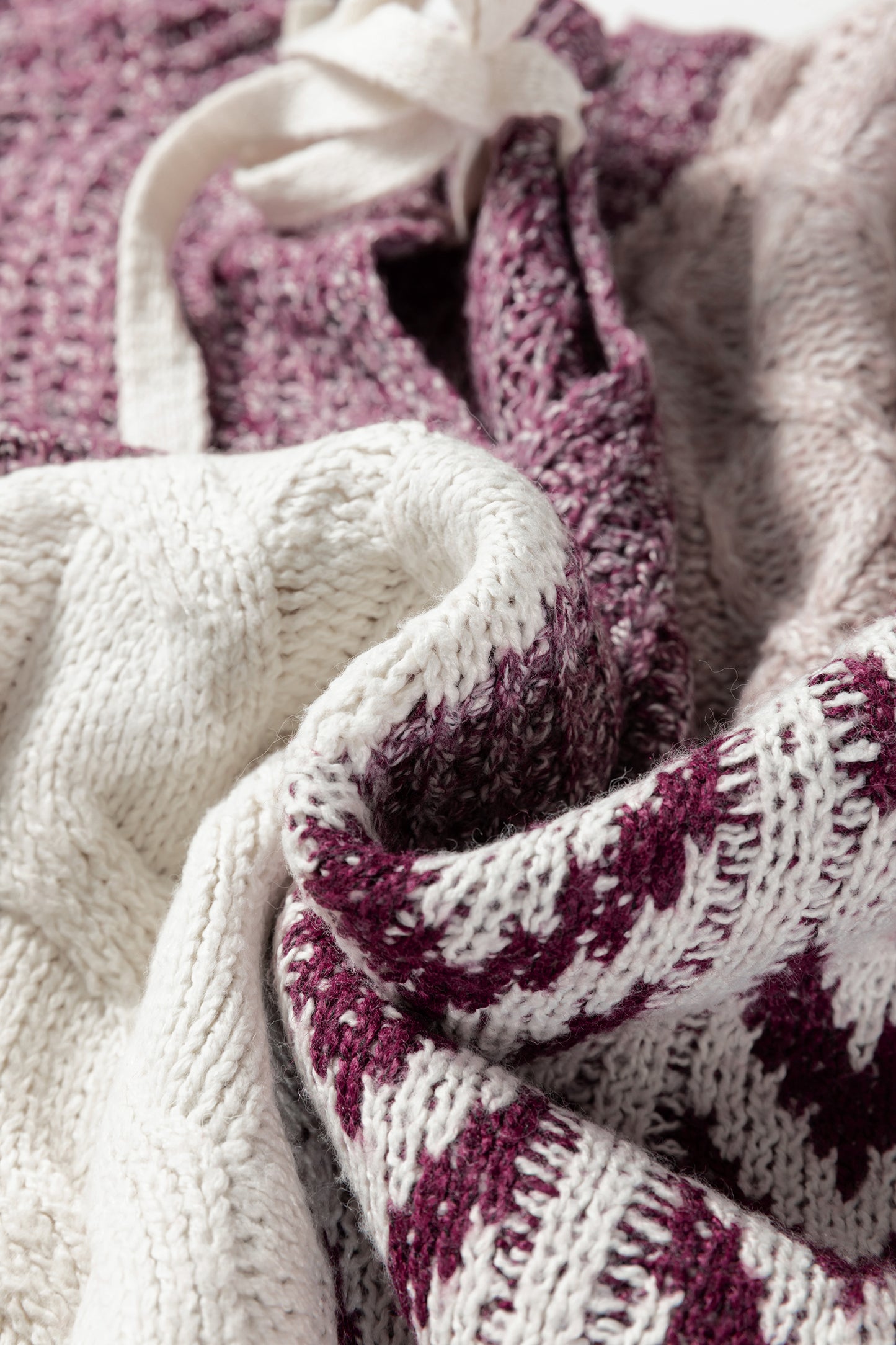 Color Block Patchwork Knotted Back Sweater