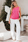 Bright Pink Pearl Detail Sweater Tank Top