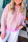 Light Pink Corded Colorblock Hooded Top