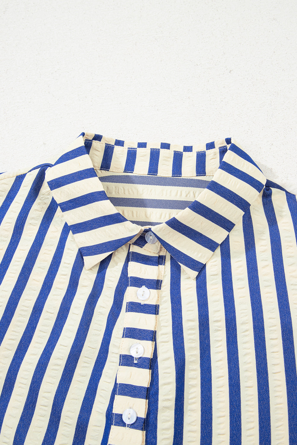 Blue Stripe Half Button Mini Dress