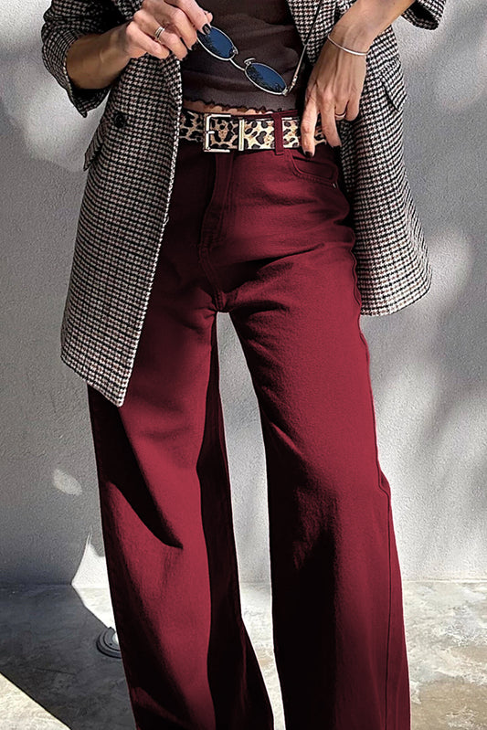 Straight High Waist Solid Color Jeans