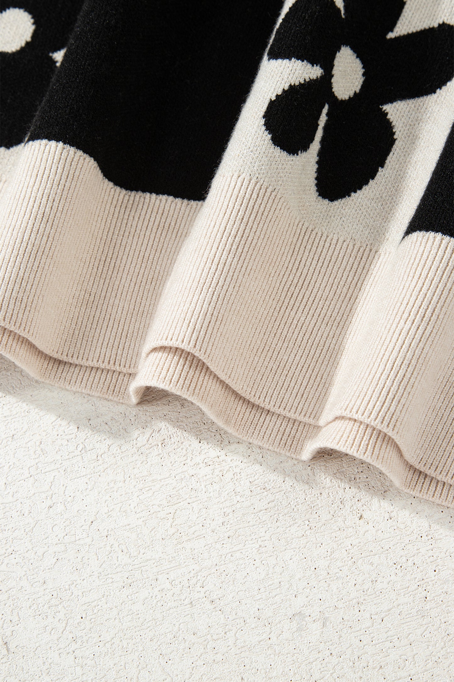 Flower Plaid Henley Sweater