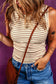 Stripe Exposed Seam Trim Top