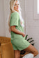 Grass Green Loose Half Sleeve V Neck Knit Romper
