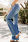 Medium Wash Cut Out Side Flare Jeans