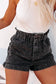 Black Vintage Washed High Waist Denim Shorts