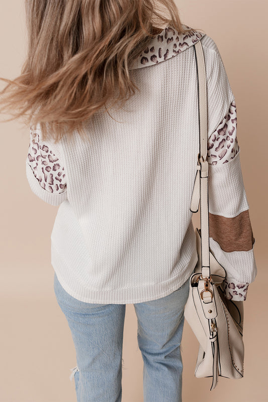 White game day Football Bow Embroidered Color Block Sweater