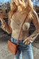 Lace Mesh Slim Fit Long Sleeve Blouse