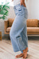 Button Up Pinstripe Wide Leg Jeans