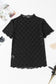 Bow Sheer Mesh Mock Neck Short Sleeve Top