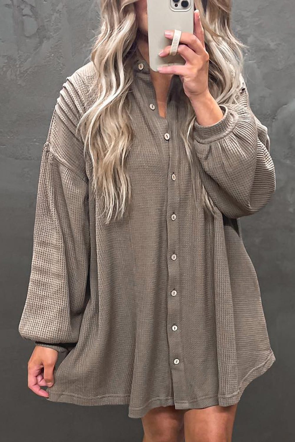 Taupe Waffle Knit Dress