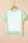 Light Green Color Block Exposed Seam Crew Neck T Shirt