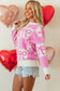 Pink Bow Checkered Crew Neck Sweater