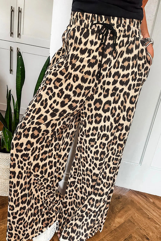 Leopard Flowy Wide Leg Pants