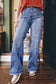 Center Seam Detail Straight Loose High Rise Jeans