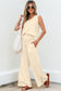 Beige Solid Color Tank Top and Pants Set