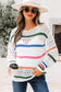 White Color Block Striped Knit Sweater