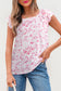 Pink Floral Ruffled Sleeve Bow Blouse