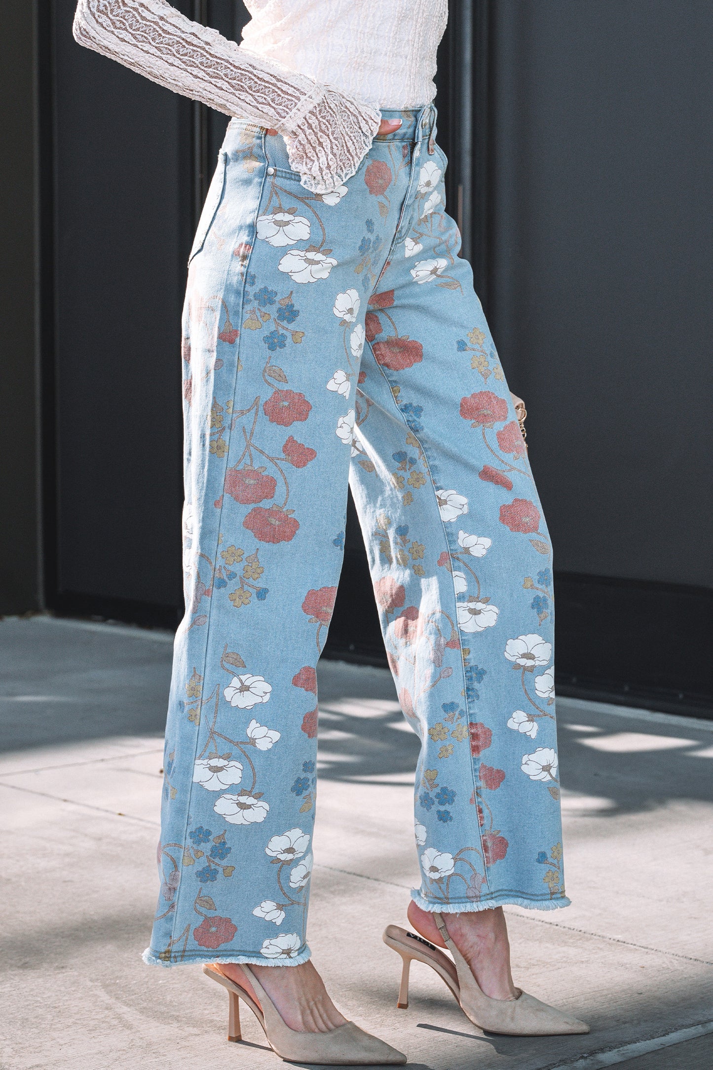 Floral Flare Printed Jeans