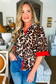 Patchwork Leopard Print Half Sleeve Shirt