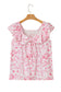 Pink Floral Ruffled Sleeve Bow Blouse