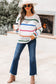 White Color Block Striped Knit Sweater