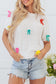 White Colorful Bow Knit Short Sleeve Sweater